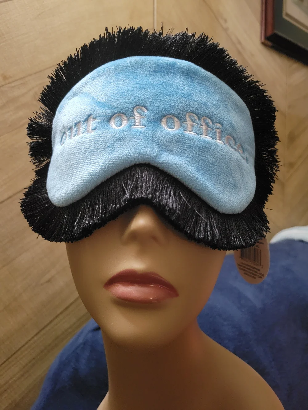 U Style Plush Sleep Masks Surounded By Dense Black Fringe